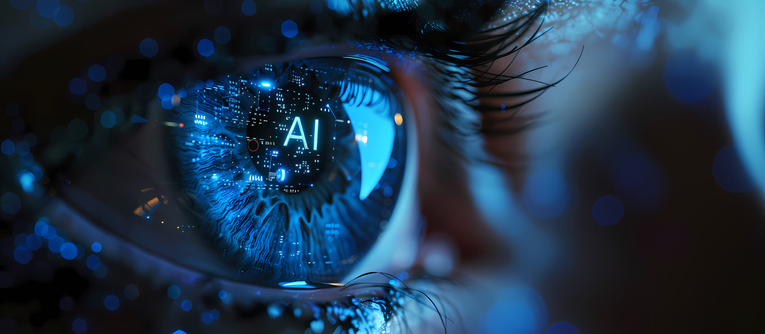Post image eye with reflection text AI